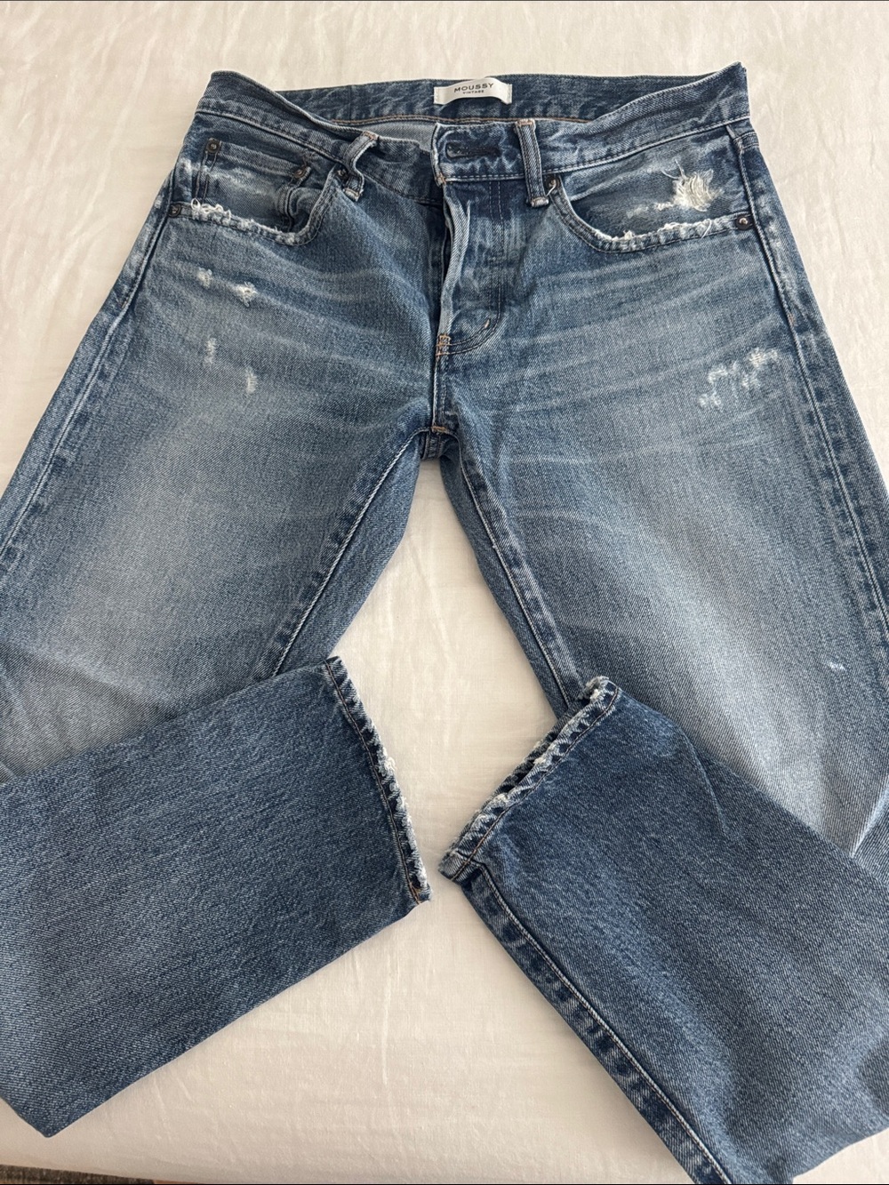 Moussy Women’s Distressed Blue Jeans